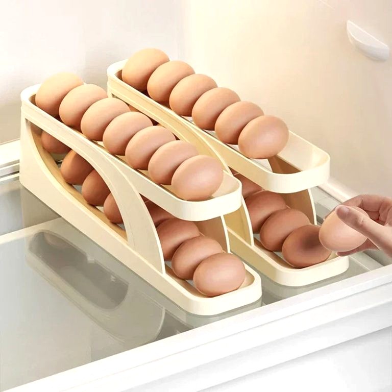 Boîte à œufs Pour Frigo – Rangement 18 œufs, Tiroir Coulissant, Transparente (blanc)